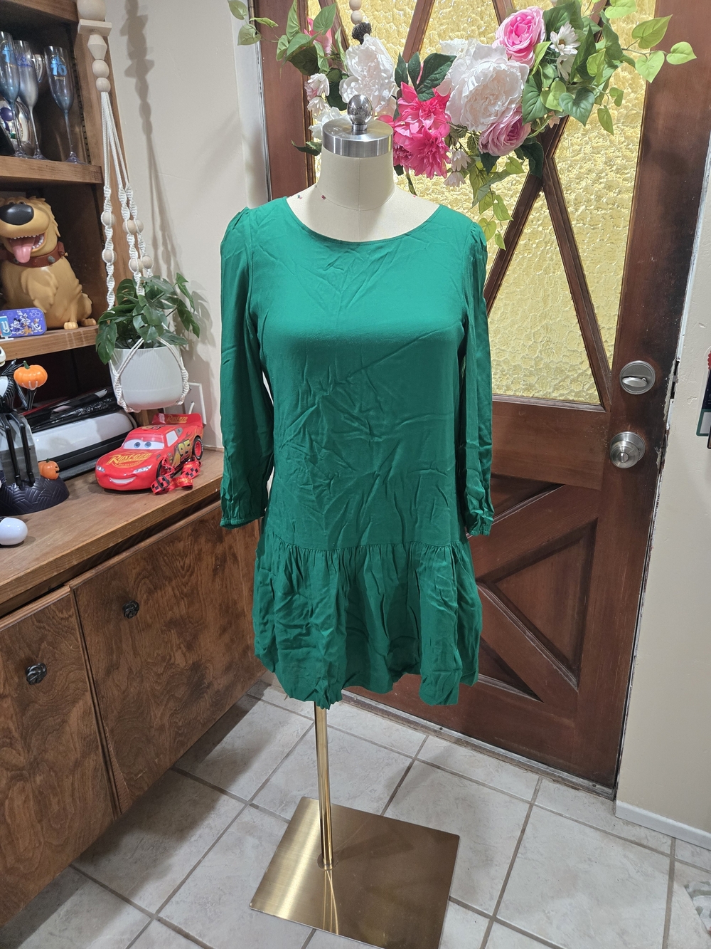 Meadow Rue Emerald Green Long Sleeve Mini Dress